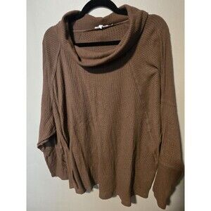 Maurices Womens Lightweight Cowl Neck Waffle Knit Sweater Plus Size 3X Tan